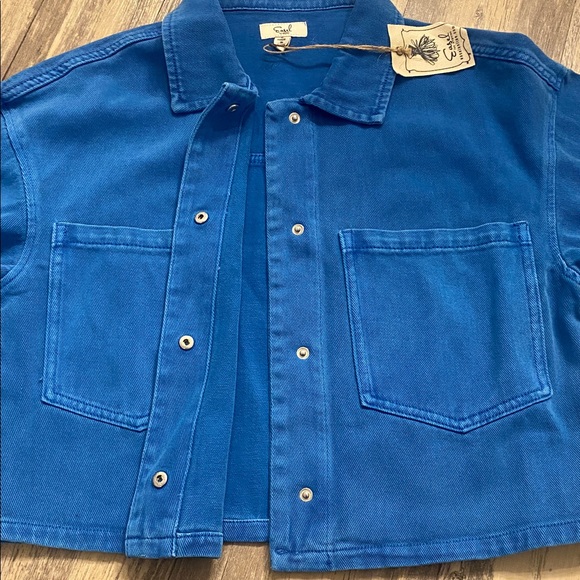 Easel Utility Crop Boxy Jacket Sky Blue Size SMALL - Picture 7 of 11